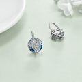 wholesale 925 Sterling Silver Blue Crystal Tree of Life Leverback Drop Dangle Earrings  for Women Girls-0-2