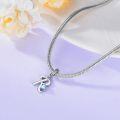wholesale 925 Sterling Silver Heart-Shaped Blue Moonstone Initial N Charm Pendant Necklace Gift-0-32