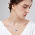 wholesale 925 Sterling Silver Blue Rose Flower Tear Drop Moonstone Pendant Necklace for Women and Girls-0-4