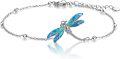 wholesale 925 Sterling Silver Blue Opal Dragonfly Anklet for Women - Adjustable Size-0-0