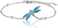wholesale 925 Sterling Silver Blue Opal Dragonfly Anklet for Women - Adjustable Size-Dragonfly