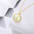 wholesale Gold 925 Sterling Silver Mother of Pearl Initial H Pendant Necklace for Women-0-1