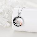 wholesale 925 Sterling Silver Moon & Stars with Cat Pendant Necklace for Women Girls Gifts-0-2