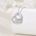 wholesale 925 Sterling Silver Squirrel Heart-Shaped Pendant Necklace with Cubic Zirconia Gifts for Women and Girls-0-4