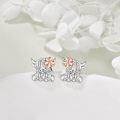 wholesale 925 Sterling Silver Hypoallergenic Unicorn Stud Earrings with Rose Gold Bow - Gift for Her-0-2
