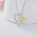 wholesale Gold-Plated 925 Sterling Silver Moissanite Sunflower Heart Pendant Necklace for Women-0-3