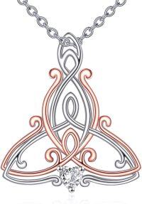 wholesale 925 Sterling Silver Triquetra Trinity Knot with CZ Heart Pendant Necklace s for Women-Celtic Trinity Knot