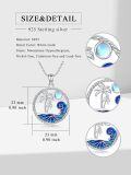 wholesale 925 Sterling Silver Blue Enamel Ocean Wave & Palm Tree Pendant Necklace for Women Girls Gifts-0-3
