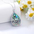 wholesale 925 Sterling Silver Teardrop Abalone Shell Lotus Tree of Life Pendant Necklace-0-2
