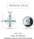 wholesale 925 Sterling Silver Turquoise Inlay Jerusalem Cross Pendant Necklace for Men & Women Christian Gifts-0-5