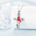 wholesale TOUPOP Red Cardinal Urn Necklace For Ashes S925 Sterling Silver Crystal Cremation Jewelry Bird Memorial -0-3