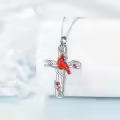 TOUPOP Sterling Silver Crystal Red Cardinal Urn Necklace For Ashes-0-3