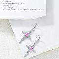 TOUPOP 925 Sterling Silver Birthstone Cross Heart Drop Earrings-0-3