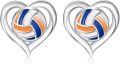 wholesale 925 Sterling Silver Volleyball in Heart Stud Earrings Sporty Gift for Her-0-0