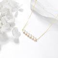 wholesale 14K Gold Freshwater Pearl Bar Chain Necklace 6mm White Pearls Minimalist Jewelry for Women Girls Gift Boxed-0-8