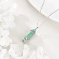 wholesale 925 Sterling Silver Green Agate Crystal Mushroom Pendant Necklace for Women's Gifts-0-4