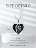 wholesale 925 Sterling Silver Heart-Shaped Black Onyx Skull Pendant Necklace for Women-0-1