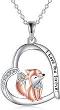 wholesale 925 Sterling Silver Fox Love Forever Heart Pendant Necklace for Girls Women Gifts Jewelry-0-0