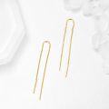 wholesale 14k/18k Solid Gold Threader Earrings Long Chain Bar Drop Dangle Ear Line s-0-2