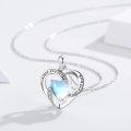wholesale 925 Sterling Silver Heart Opalite Stone I love you to the moon Pendant Necklace for Women-0-1