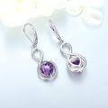 wholesale 925 Sterling Silver Heart-Shaped Amethyst Infinity Drop Earrings - February Birthstone s for Her-0-4