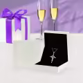 TOUPOP White Gold S925 Sterling Silver Amethyst February Birthstone Cross Pendant Necklace-0-5