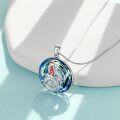 wholesale 925 Sterling Silver Round Blue Crystal Ocean Wave Lighthouse Compass Pendant Necklace-0-1