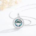 wholesale 925 Sterling Silver Compass Pendant Necklace with Green Opal Stone and Cubic Zirconia Elements for Women's Religious Jewelry-0-2