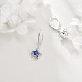 wholesale 925 Sterling Silver Blue Sapphire Star Drop Earrings with Leverback Hooks-0-4
