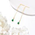 wholesale 14K Gold Infinity Teardrop Emerald Threader Earrings for Women - 23rd Anniversary Gifts for Her-0-4