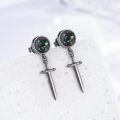 wholesale 925 Sterling Silver Black Sword And Mother Of Pearl Stud Earrings-0-1