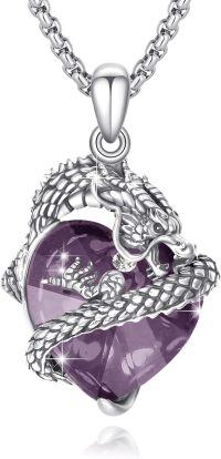 wholesale 925 Sterling Silver Birthstone Dragon Pendant Necklace for Women-October - Dragon Crystal