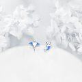 wholesale 925 Sterling Silver Shark Stud Earrings with Blue Opal Stone - Cute Ocean Life  for Her-0-4