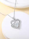 wholesale TOUPOP Forever Love Heart Necklaces For Women Wedding Anniversary Birthday Gift For Wife S925 Silver Jewelry With Zircon Pendant Ideal Chrismas Valentine's Or Mothers Day Gifts For Her -0-2