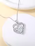 TOUPOP S925 Silver Zircon Forever Love Heart Necklace Gift For Her-0-2