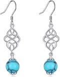 wholesale 925 Sterling Silver Turquoise Celtic Knot Dangle Drop Leverback Earrings -0-0