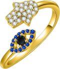 wholesale Evil Eye Ring 925 Sterling Silver Open Hamsa Ring Amulet Protection Jewelry Christmas Gifts For Women -0-0