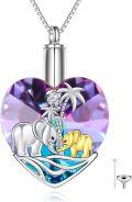 wholesale 925 Sterling Silver & Crystal Elephant Cremation Urn Necklace for Ashes, Memorial Jewelry Gift for Loss of Loved Ones or Pets-0-0
