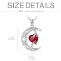 TOUPOP Sterling Silver Garnet Moon Star Pendant Necklace-0-5