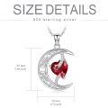 TOUPOP Sterling Silver Garnet Moon Star Pendant Necklace-0-5