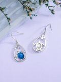 wholesale 925 Sterling Silver Blue Enamel Sea Turtle Teardrop Dangle Hook Earrings-0-4