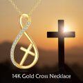 wholesale 14K Gold Teardrop Infinity Cross Pendant Necklace Christian s for Women-0-4