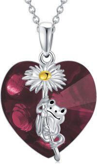 wholesale 925 Sterling Silver Birthstone Crystal Frog Necklace Pendant for Women-A06-June