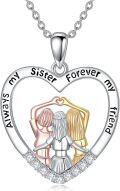 wholesale 925 Sterling Silver Heart Infinity Pendant with Sisters Forever Friendship Necklace-0-0