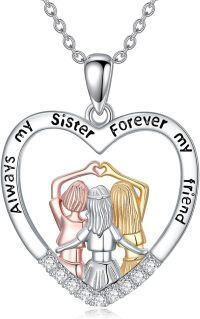 wholesale 925 Sterling Silver Heart Infinity Pendant with Sisters Forever Friendship Necklace-11-Three Sisters