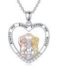 wholesale 925 Sterling Silver Heart Infinity Pendant with Sisters Forever Friendship Necklace-0-0