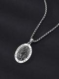 wholesale 925 Sterling Silver Oval St. Peregrine Pendant Prayer Necklace for Men & Women-0-3