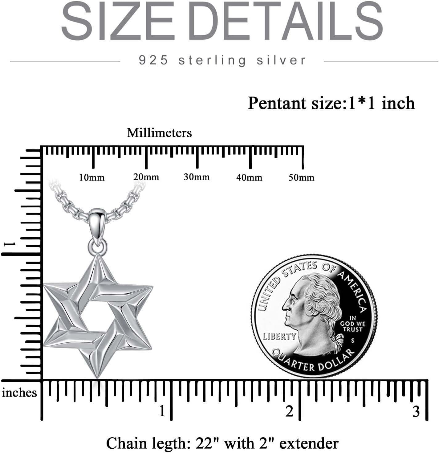 wholesale 925 Sterling Silver Hanukkah Star of David Pendant for Men Women -0-5