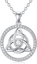 wholesale TOUPOP Celtic Knot Necklace Sterling Silver Luck Irish Pendant Necklace Birthday Christmas Jewelry Gifts For Women -0-0