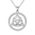 TOUPOP Sterling Silver Celtic Knot Pendant Necklace Irish Luck Jewelry Gift-0-0